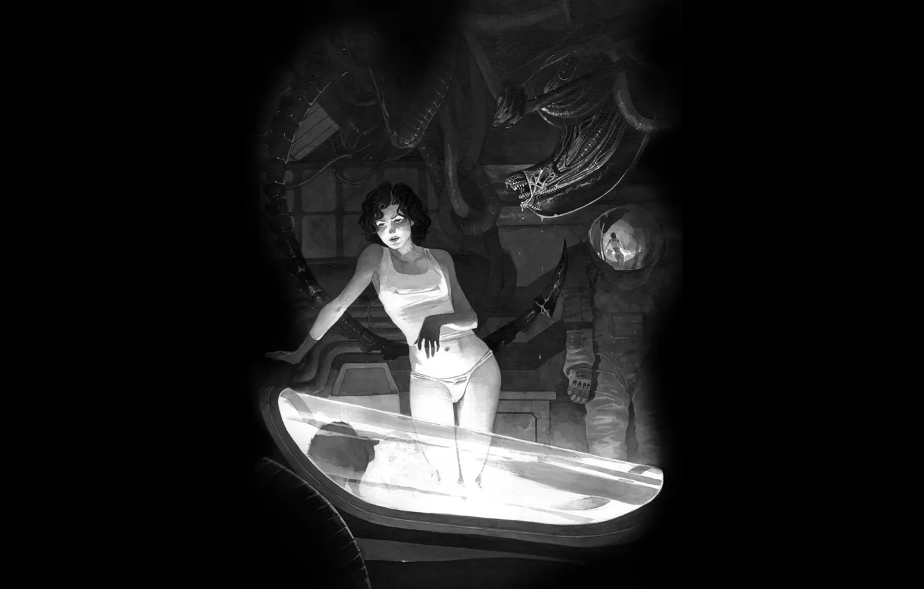 Photo wallpaper cat, background, monster, art, Stranger, twilight, alien, art