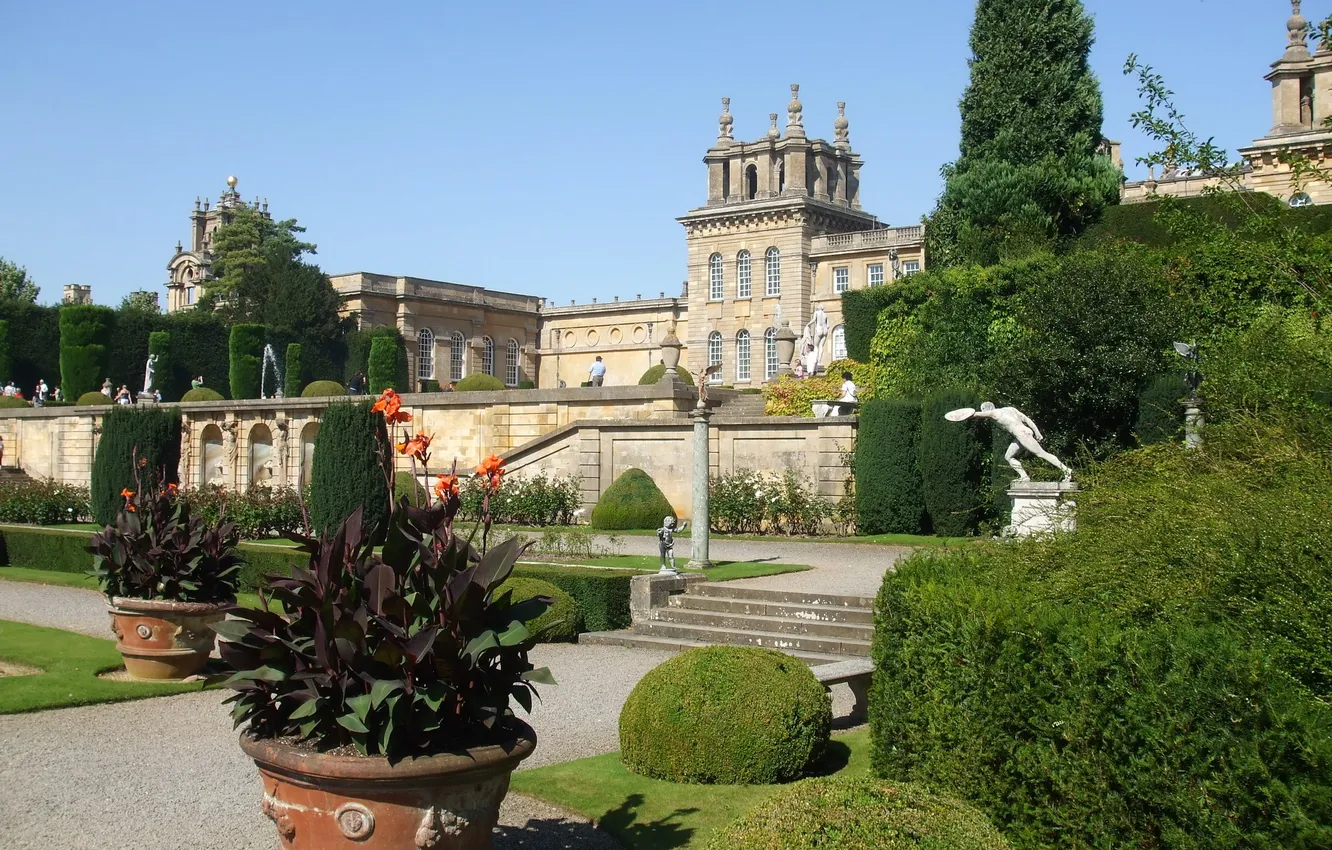 Photo wallpaper the city, photo, England, the bushes, Palace, Blenheim