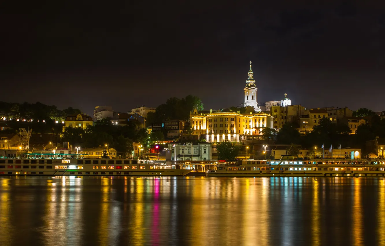 Photo wallpaper Serbia, naght, Belgrad, sity.