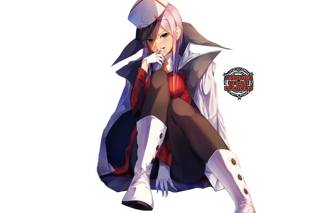 Photo wallpaper girl, cap, cloak, 002, Darling In The Frankxx, Cute in France, Zero Two