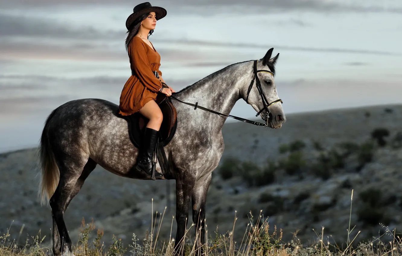 Photo wallpaper girl, nature, horse