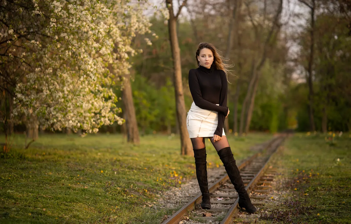 Photo wallpaper girl, background, model, legs