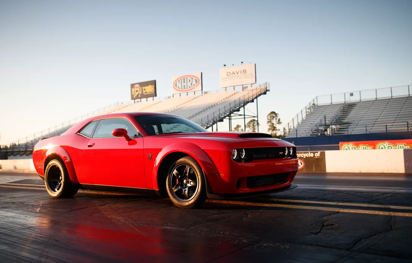 Photo wallpaper Dodge, red, muscle car, Dodge Challenger SRT Demon, Challenger