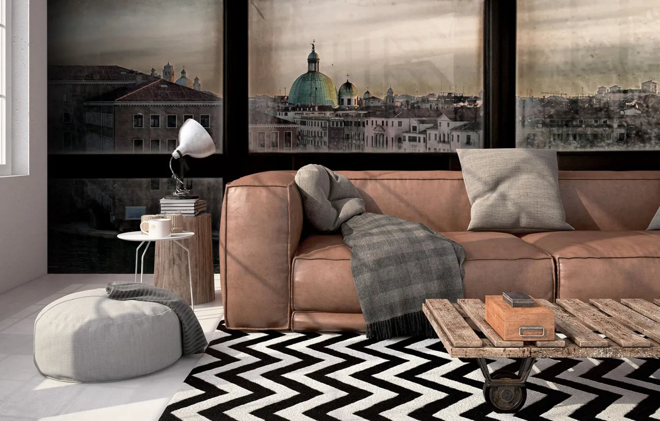 Photo wallpaper style, interior, sofa, living room, The idea of a luxurious decor for men, Men Bachelor …