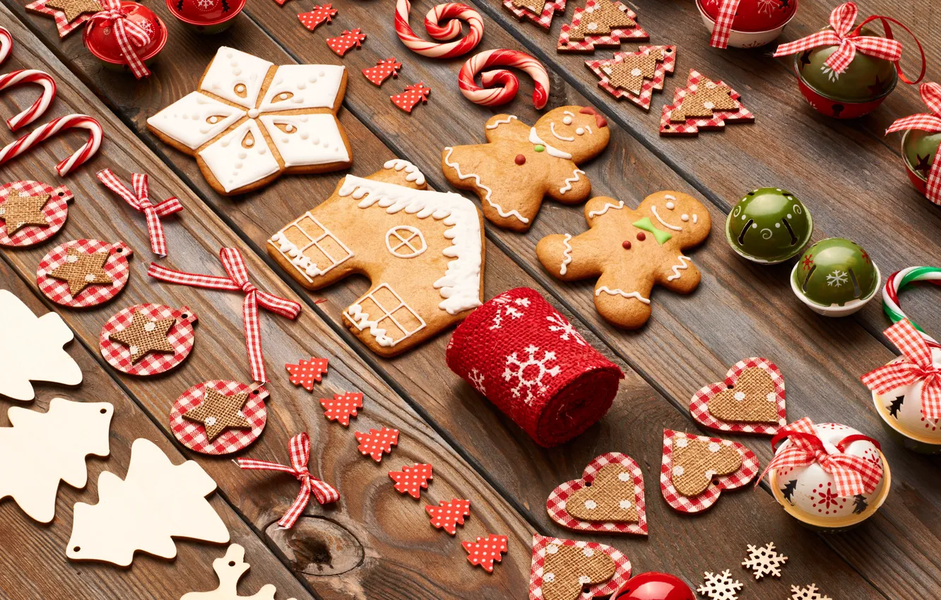 Photo wallpaper merry christmas, cookies, decoration, gingerbread