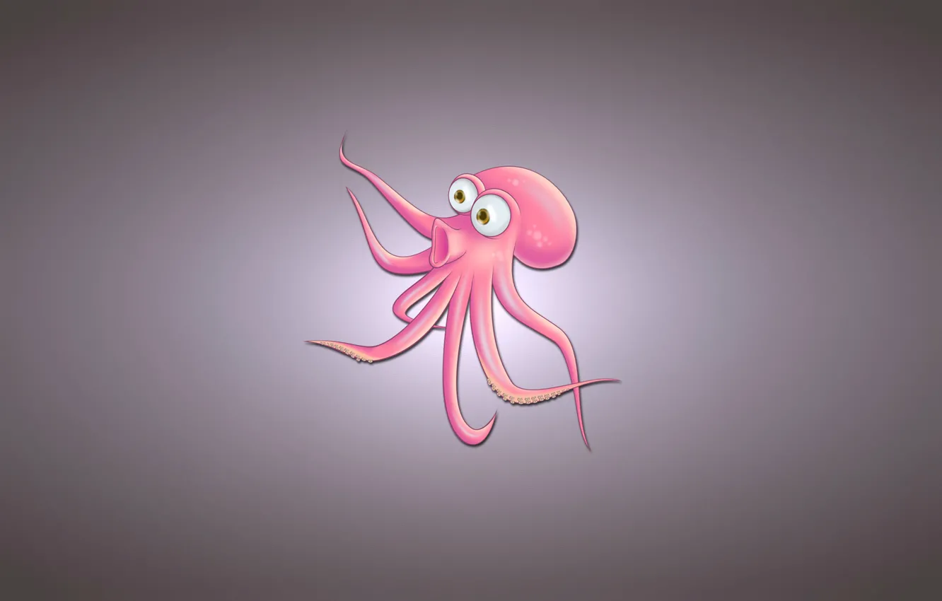 Photo wallpaper look, pink, minimalism, octopus, light background, octopus
