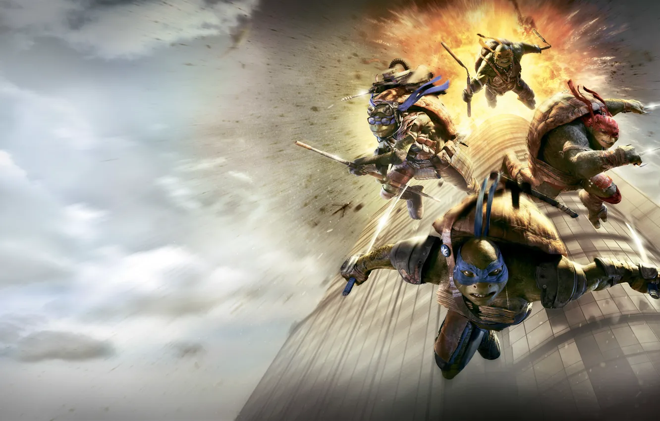 Photo wallpaper katana, Rafael, TMNT, Donatello, Leonardo, stick, Michelangelo, teenage mutant ninja turtles