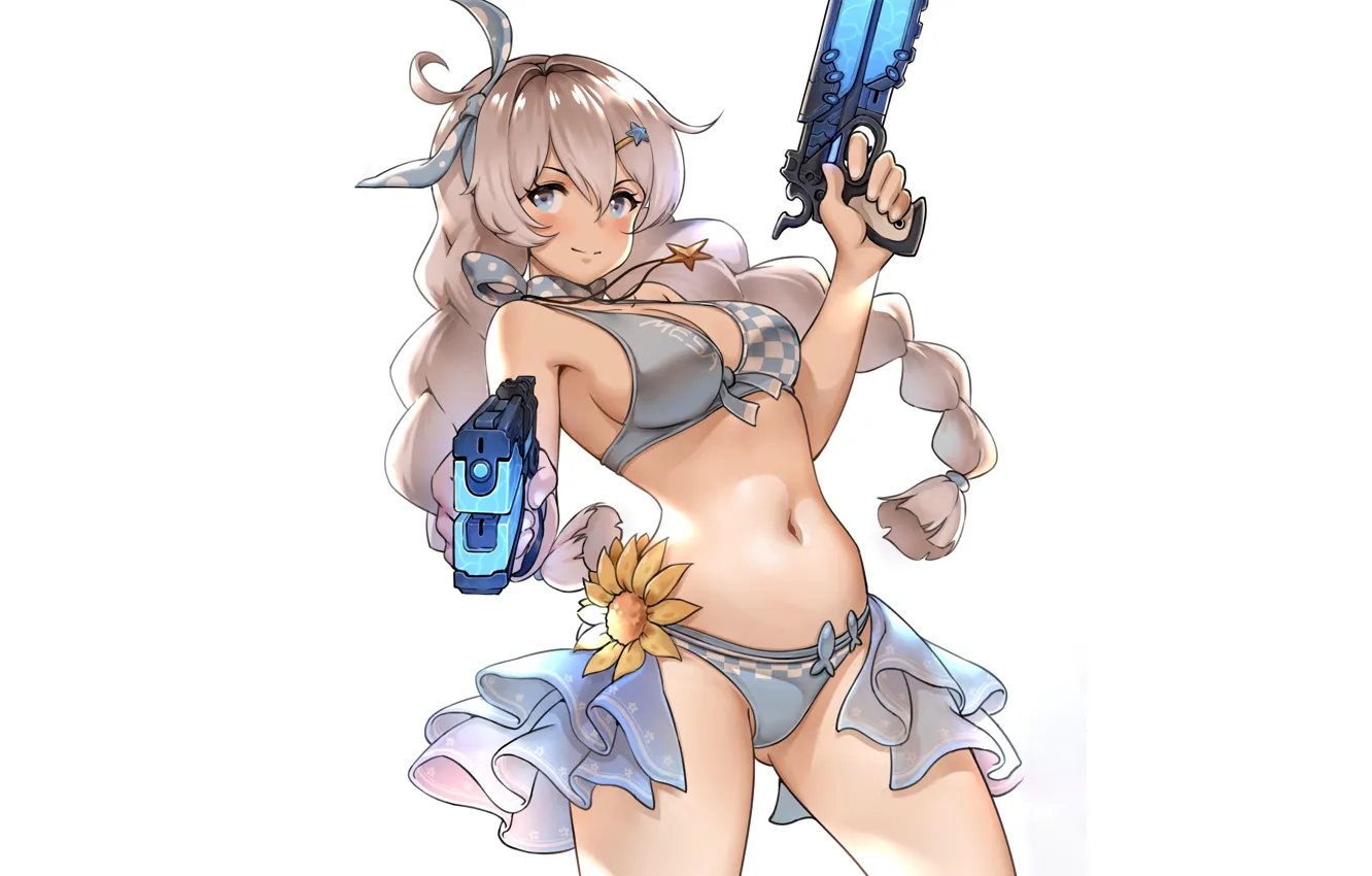 Photo wallpaper girl, sexy, cleavage, long hair, boobs, anime, beautiful, pretty