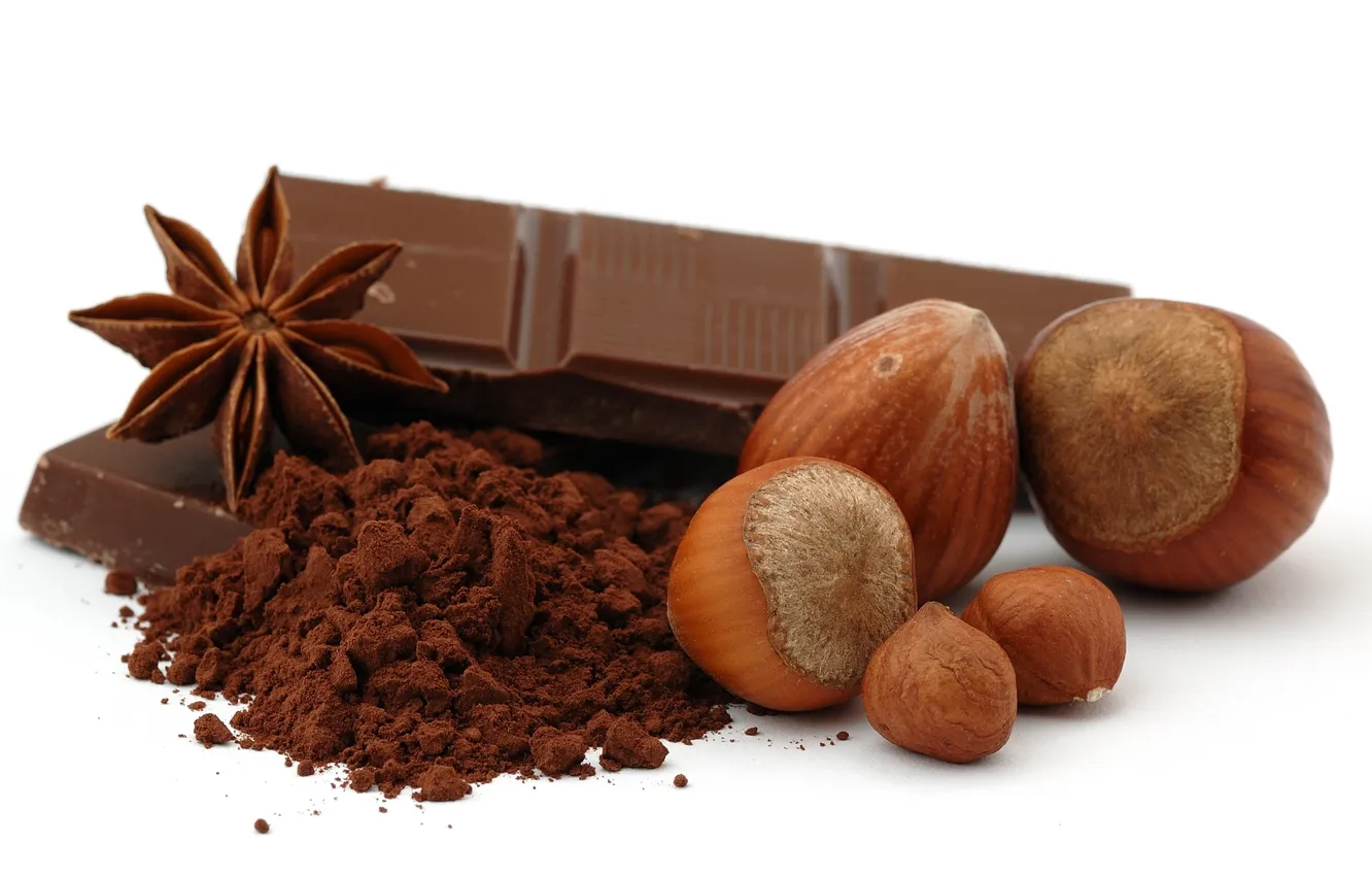 Photo wallpaper chocolate, nuts, cocoa, forest, star anise