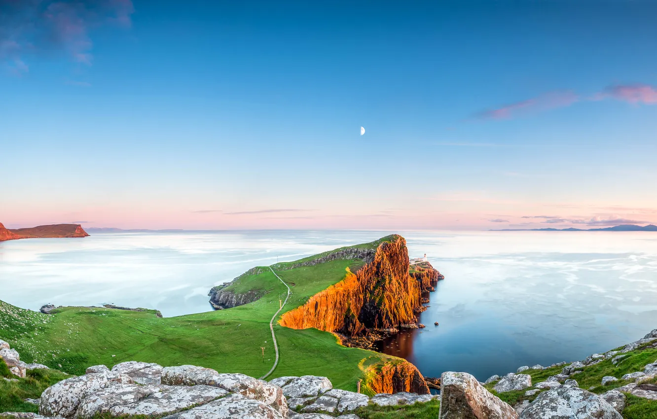 Photo wallpaper sea, rocks, Scotland, panorama, Bay