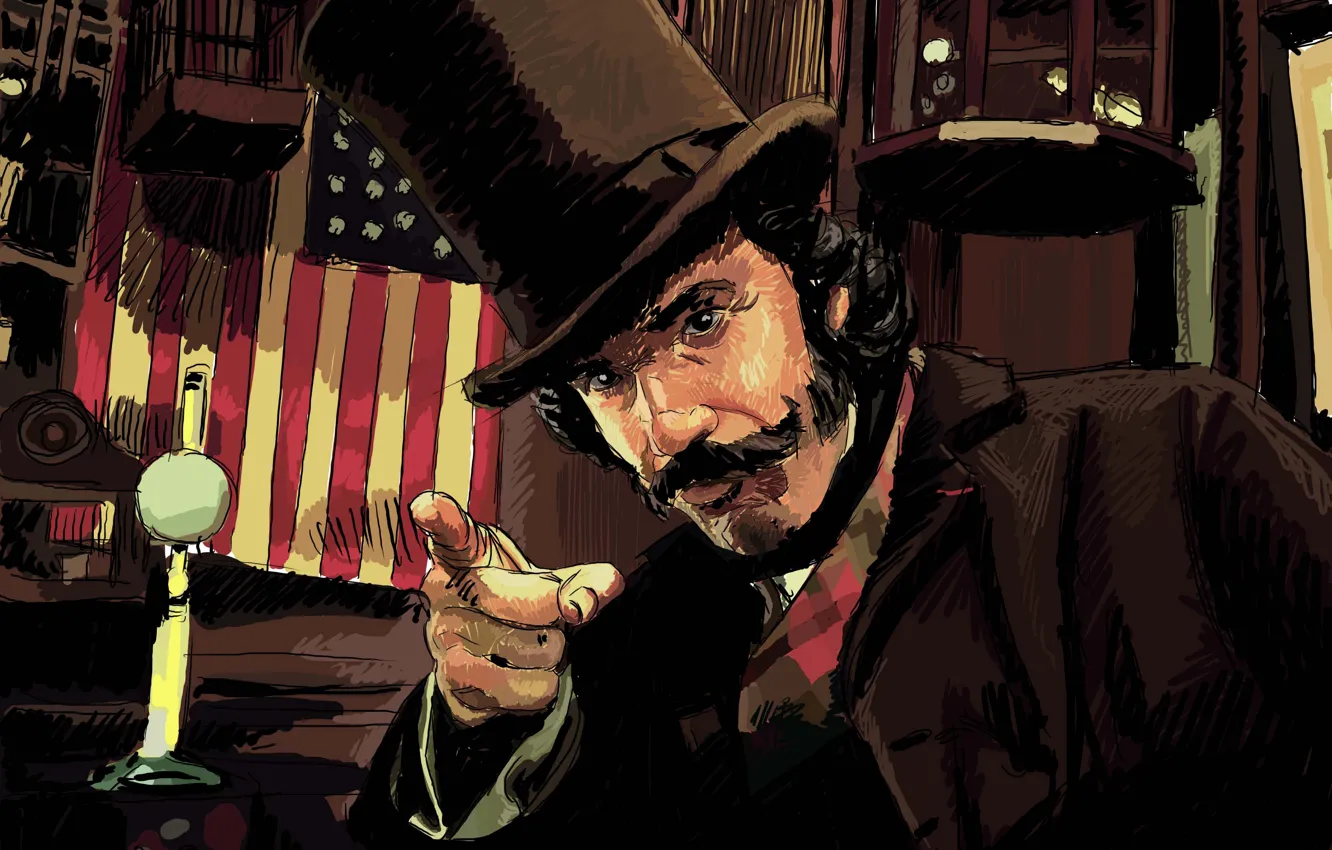 Photo wallpaper figure, USA flag, gangs of new York