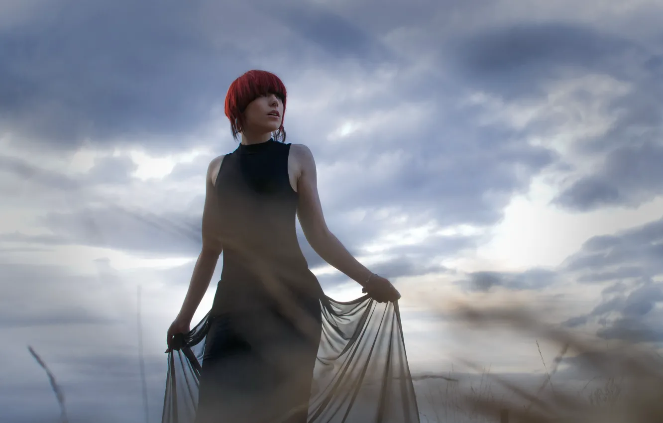 Photo wallpaper the sky, girl, mood