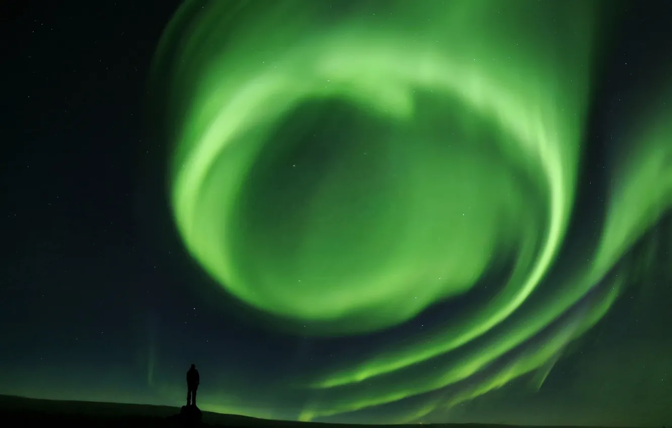 Photo wallpaper night, curls, Northern lights