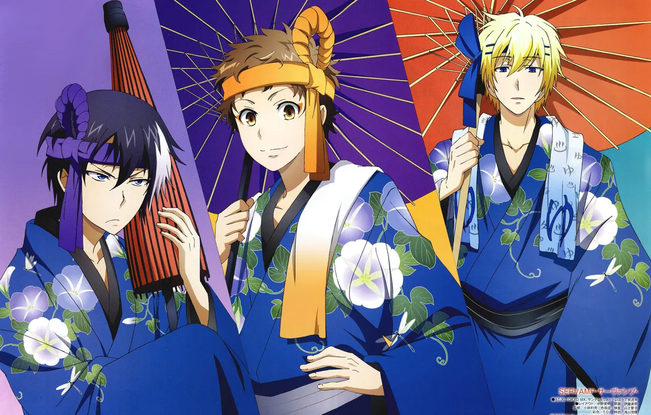 Photo wallpaper umbrella, anime, art, guy, servant vampire, SerVamp