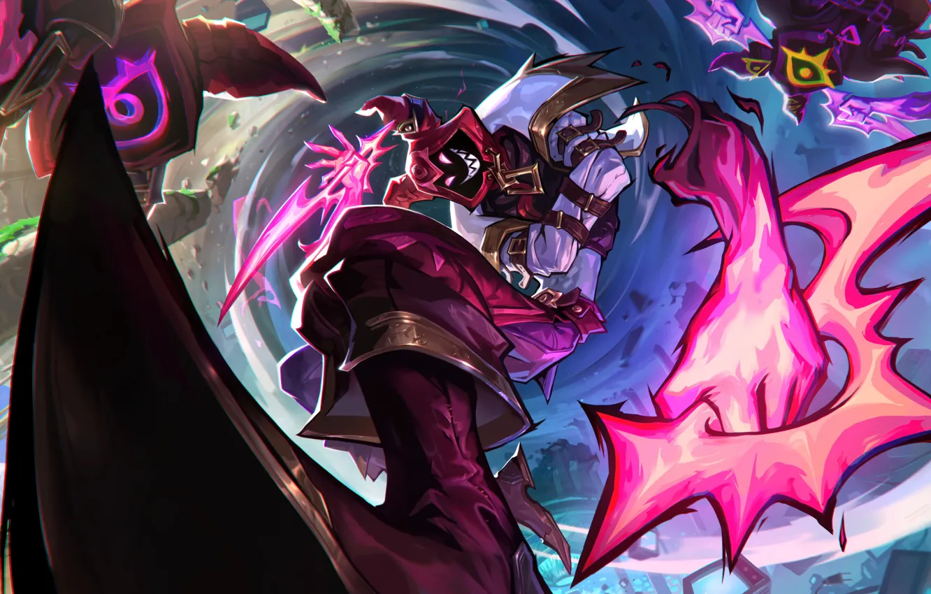 Photo wallpaper smile, mask, League of Legends, digital art, Riot Games, Video game, Shako, GZG