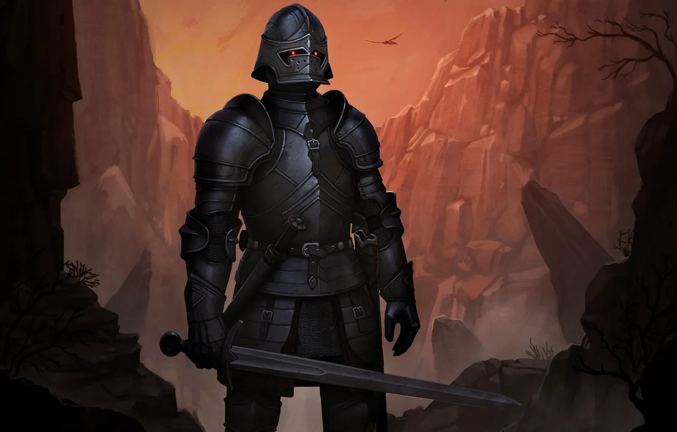 Photo wallpaper sword, armor, figure, warrior, Illustration, knight, Characters, Alexandr Nepogoda
