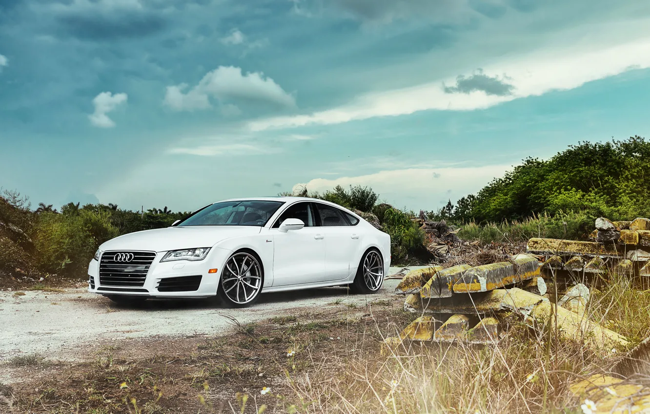 Photo wallpaper car, auto, Audi, white, audi a7, auto wallpaper