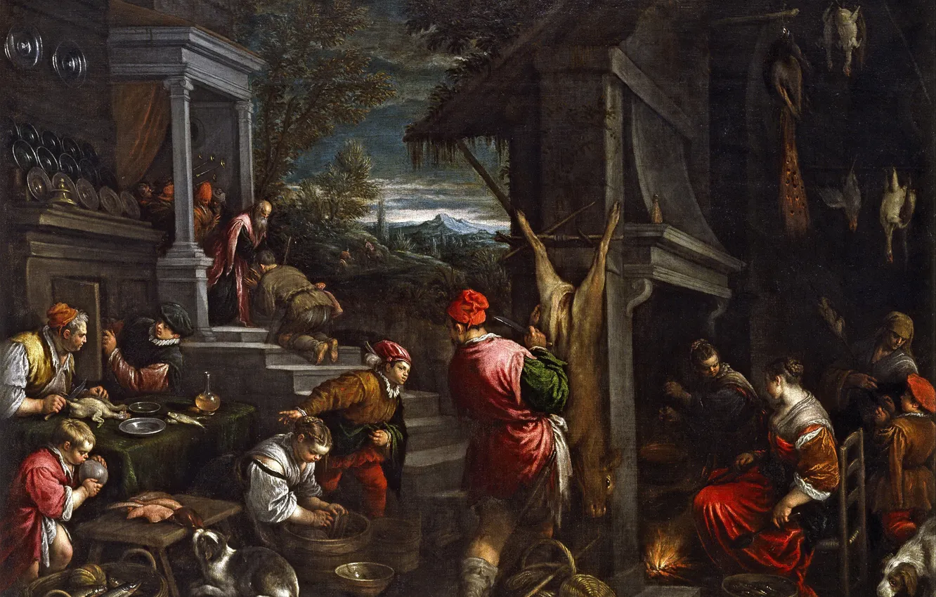 Photo wallpaper people, picture, genre, mythology, Francesco Bassano, The Return Of The Prodigal Son