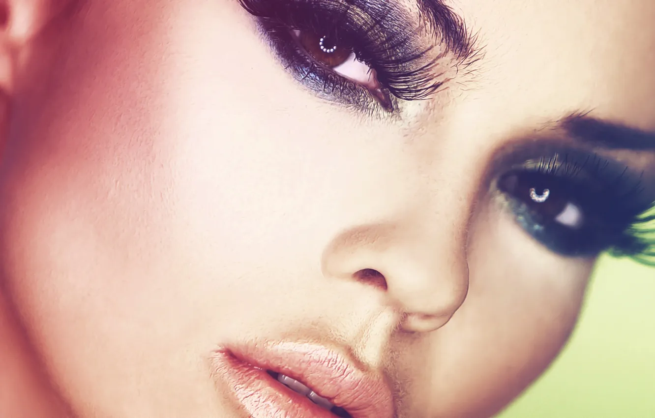 Photo wallpaper eyes, girl, face, eyelashes, makeup