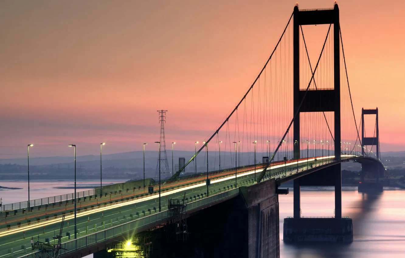 Photo wallpaper landscape, bridge, river