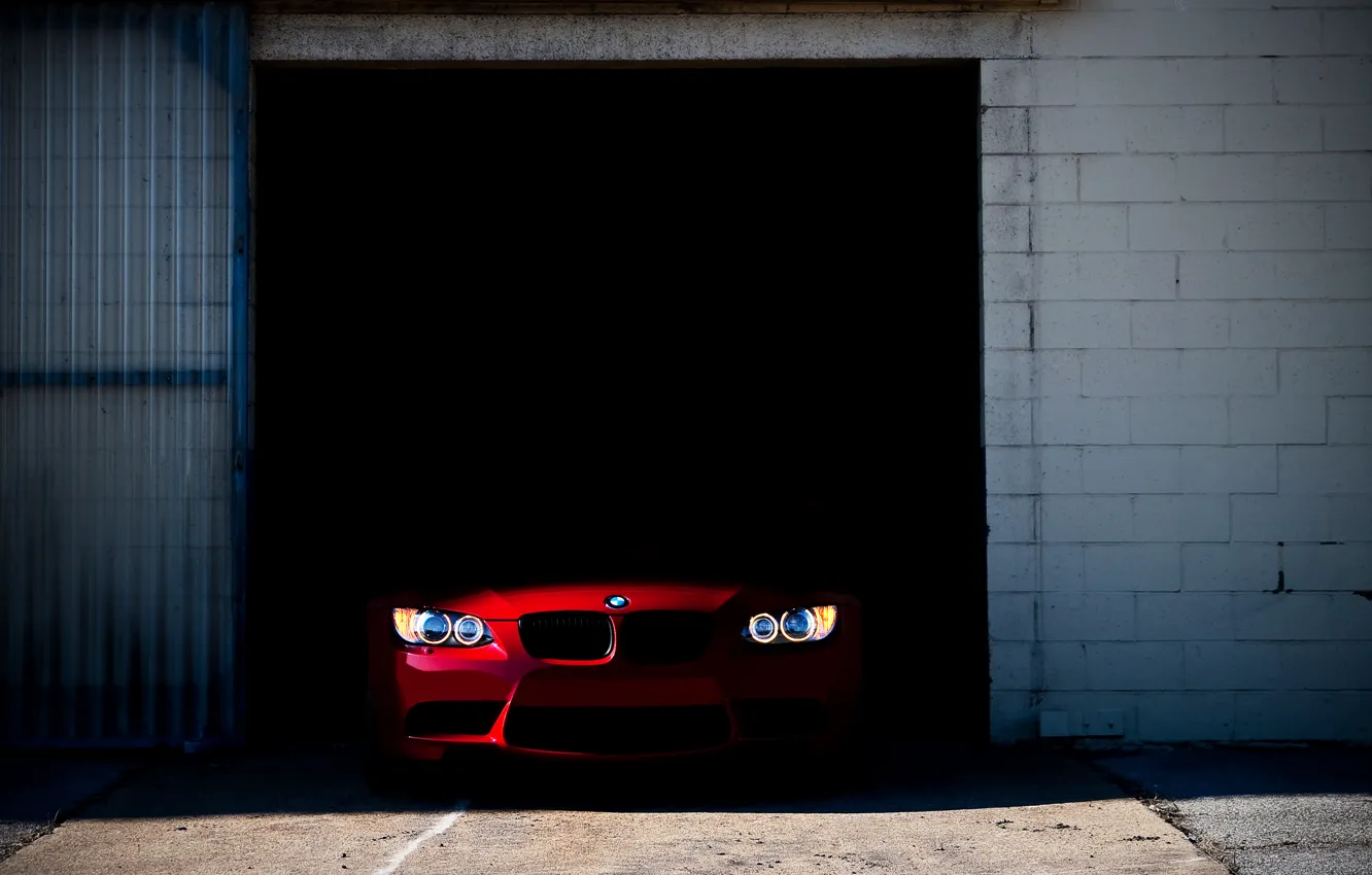 Photo wallpaper machine, lights, bmw, BMW, garage, E92