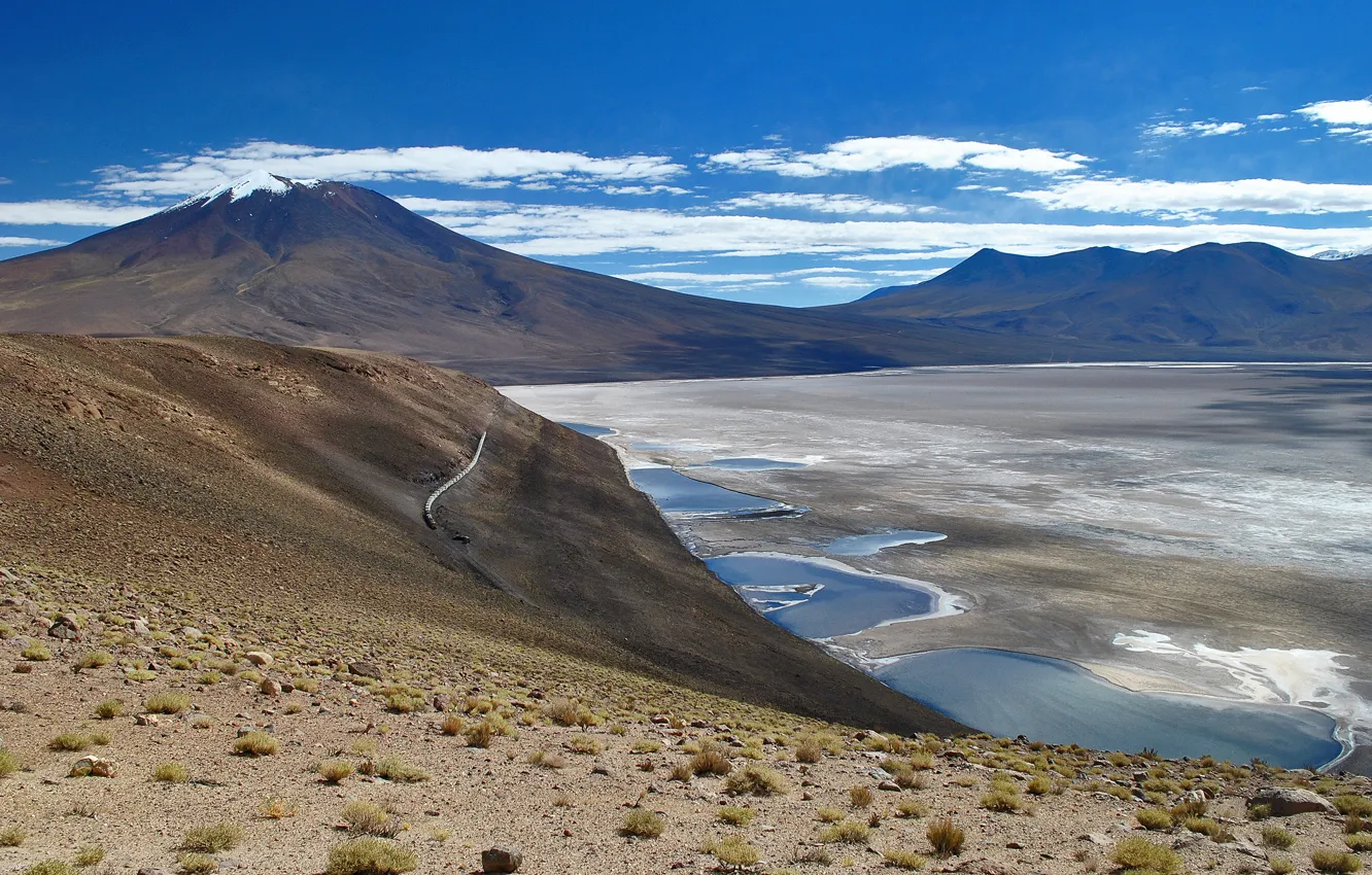 Photo wallpaper Bolivia, the Uyuni salt flats, dry lake, desert plain of the Altiplano