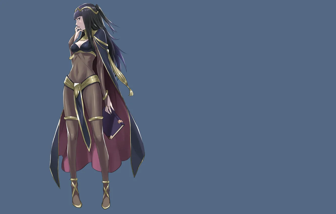 Photo wallpaper girl, minimalism, MAG, is, blue background, in full growth