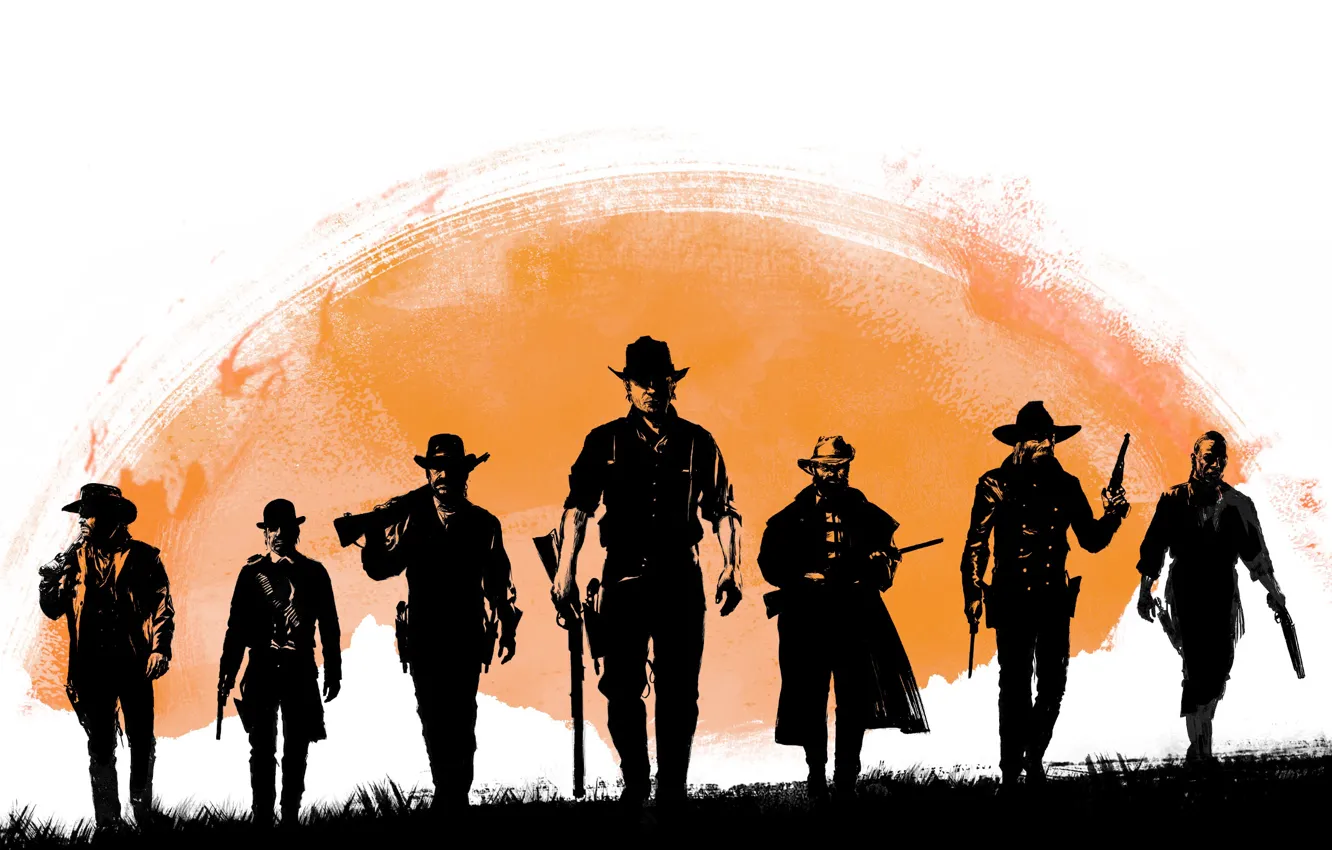 Photo wallpaper Game, Rockstar Games, Red Dead Redemption 2, Gang