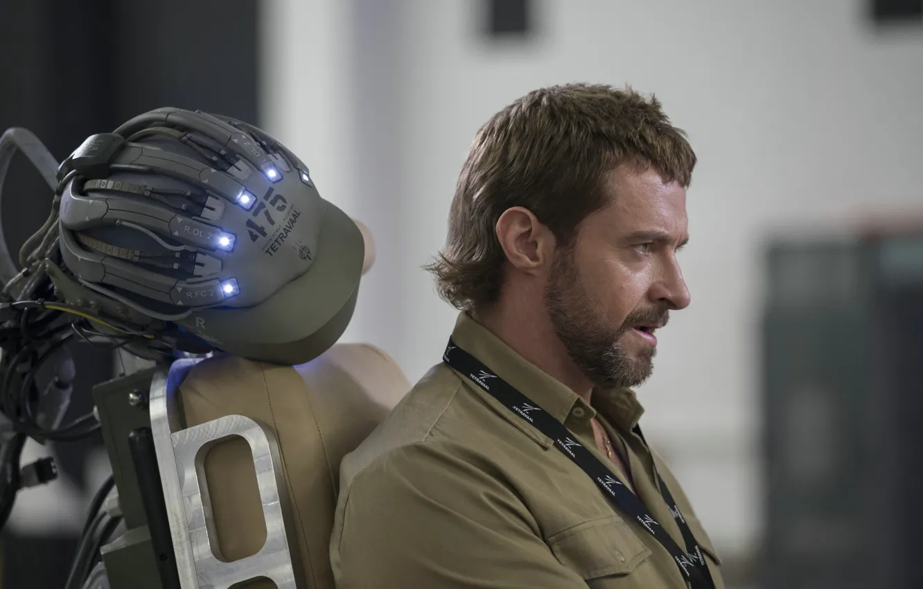 Photo wallpaper actor, profile, beard, Hugh Jackman, Hugh Jackman, Chappie, The robot named Chappy