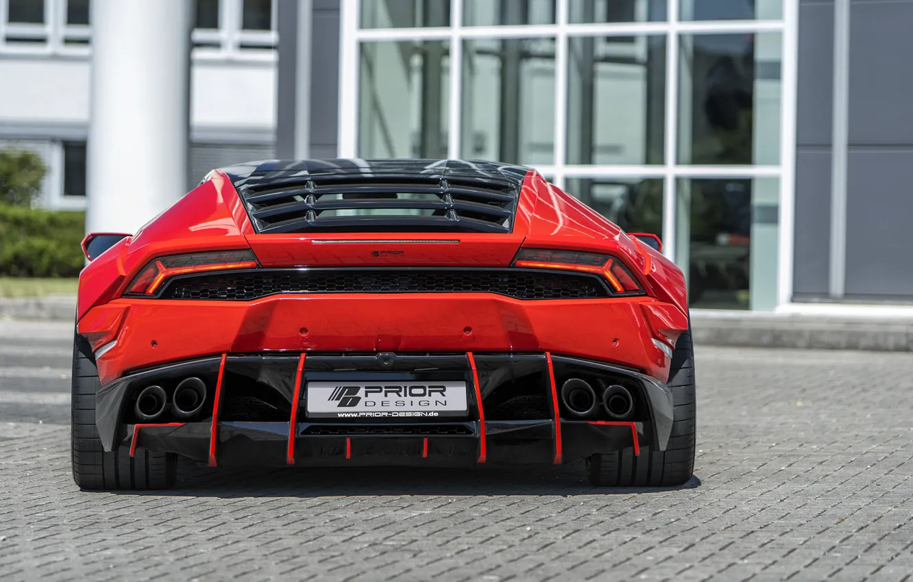 Photo wallpaper Lamborghini, rear view, 2018, Widebody, Prior-Design, Huracan, PDLP610WB, Aerodynamik-Kit