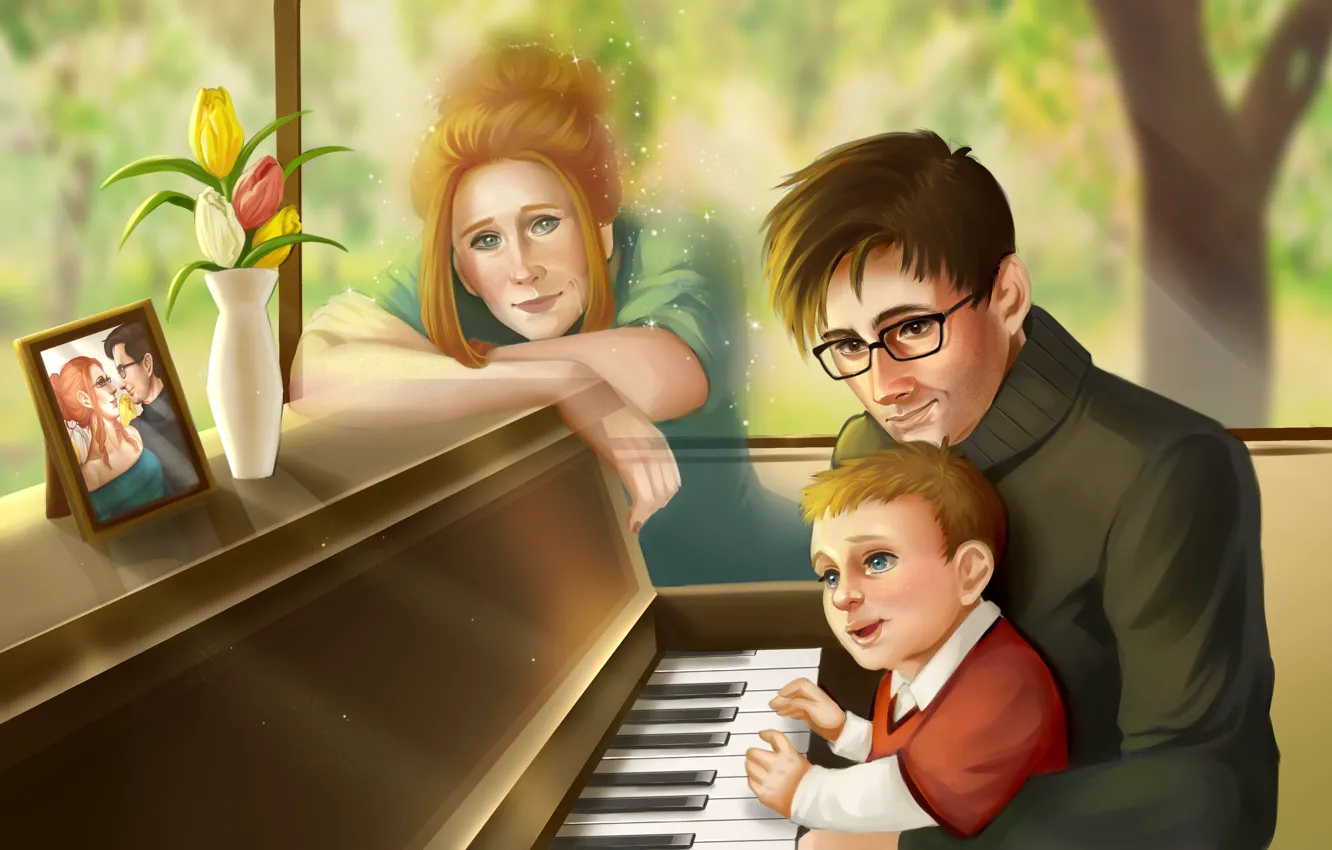 Photo wallpaper people, family, idyll