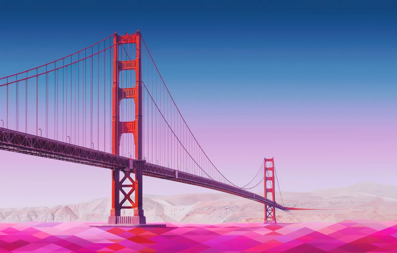 Photo wallpaper bridge, Golden Gate, low poly