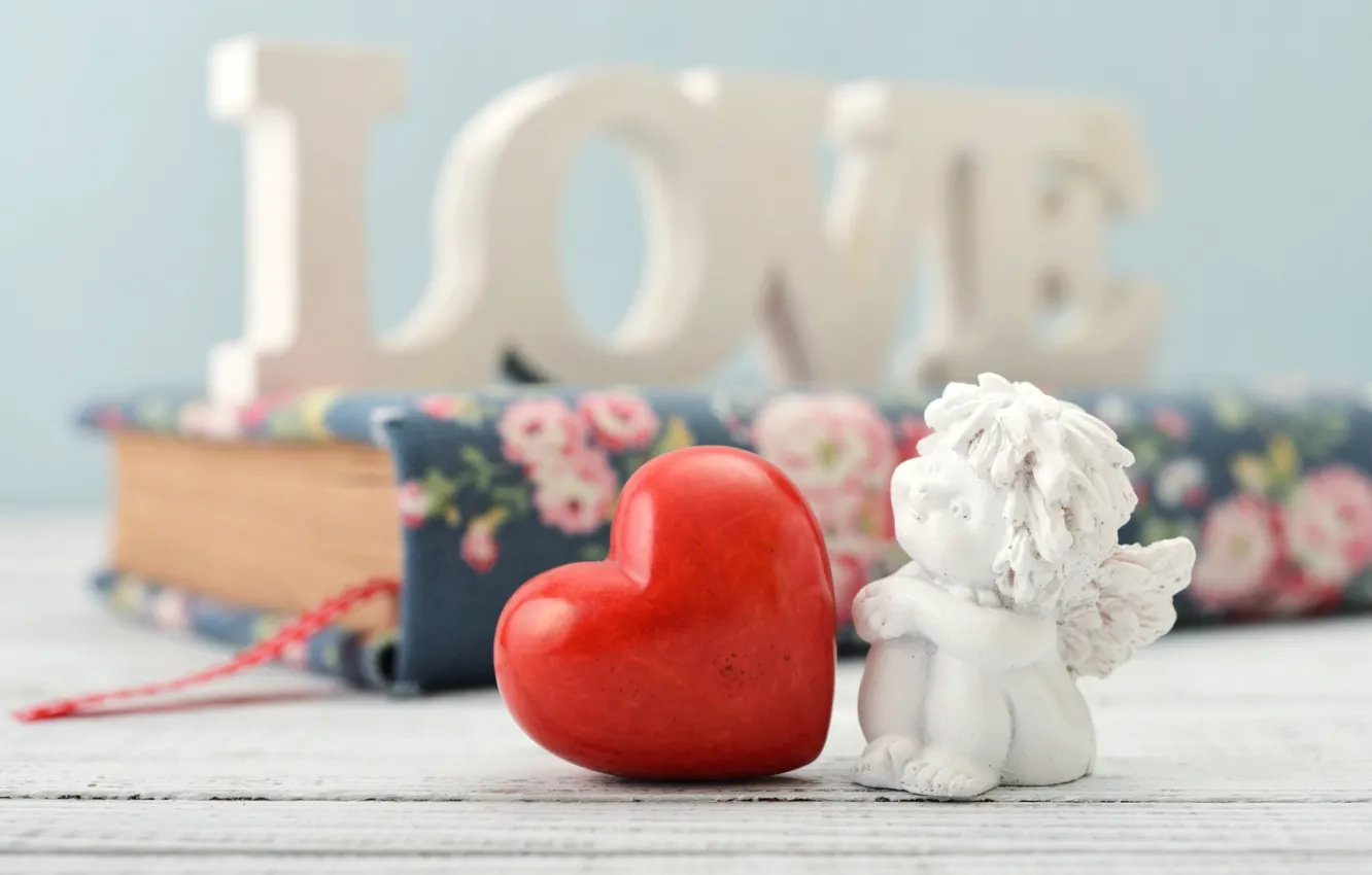 Photo wallpaper love, heart, angel, valentine's day