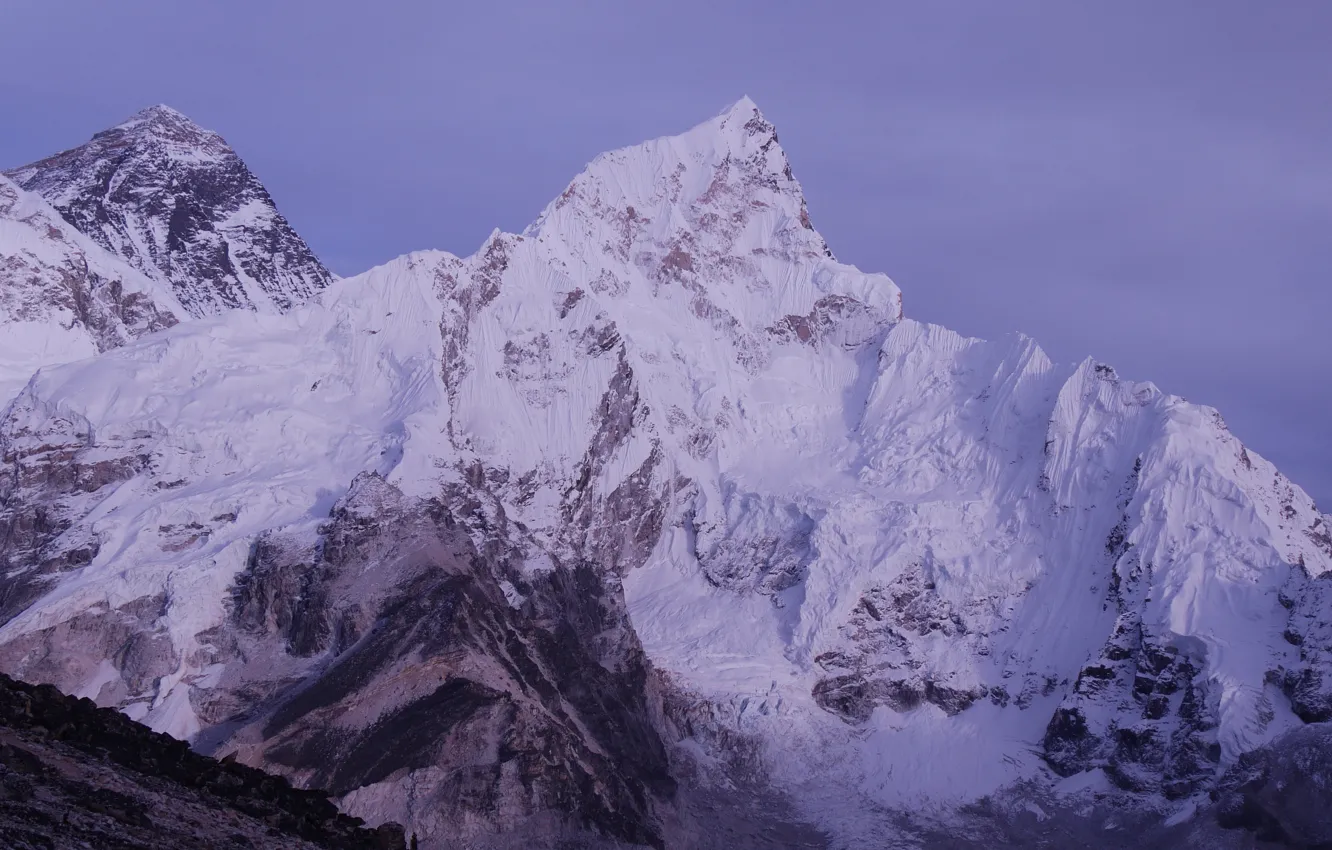 Photo wallpaper winter, the sky, snow, mountains, nature, rocks, Chomolungma, Everest