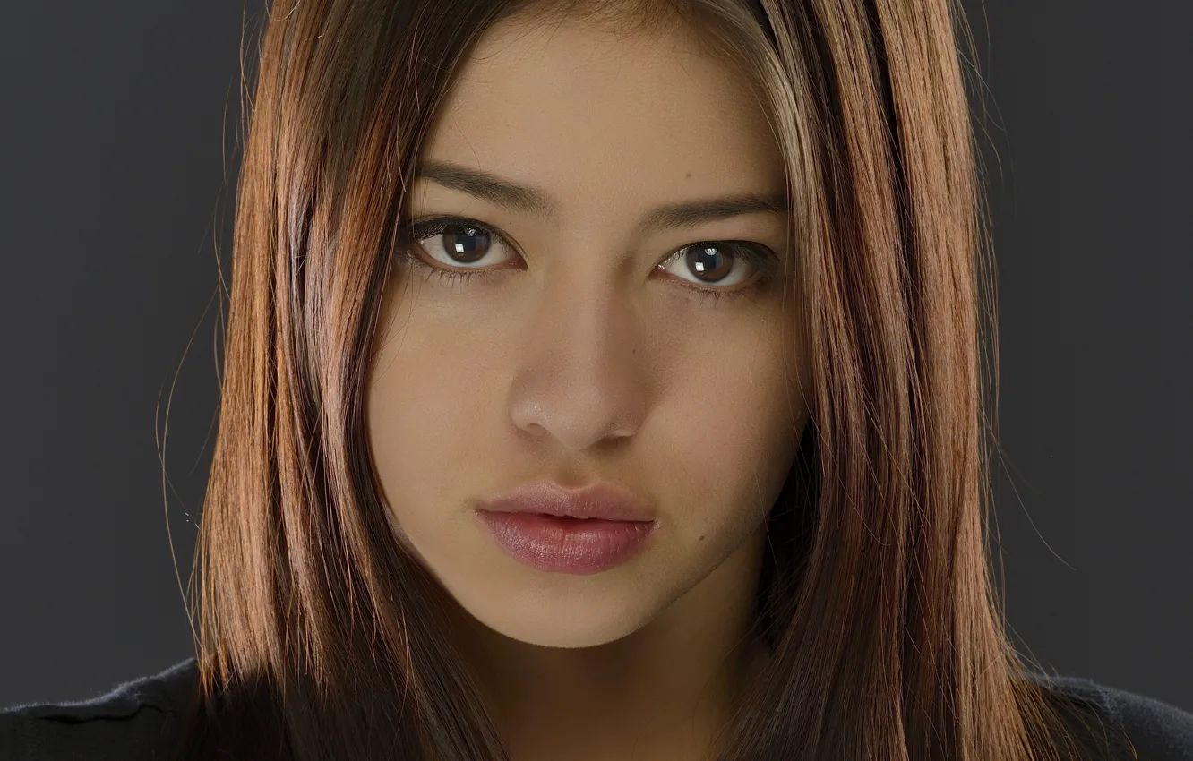 Photo wallpaper look, background, model, portrait, makeup, actress, hairstyle, brown hair
