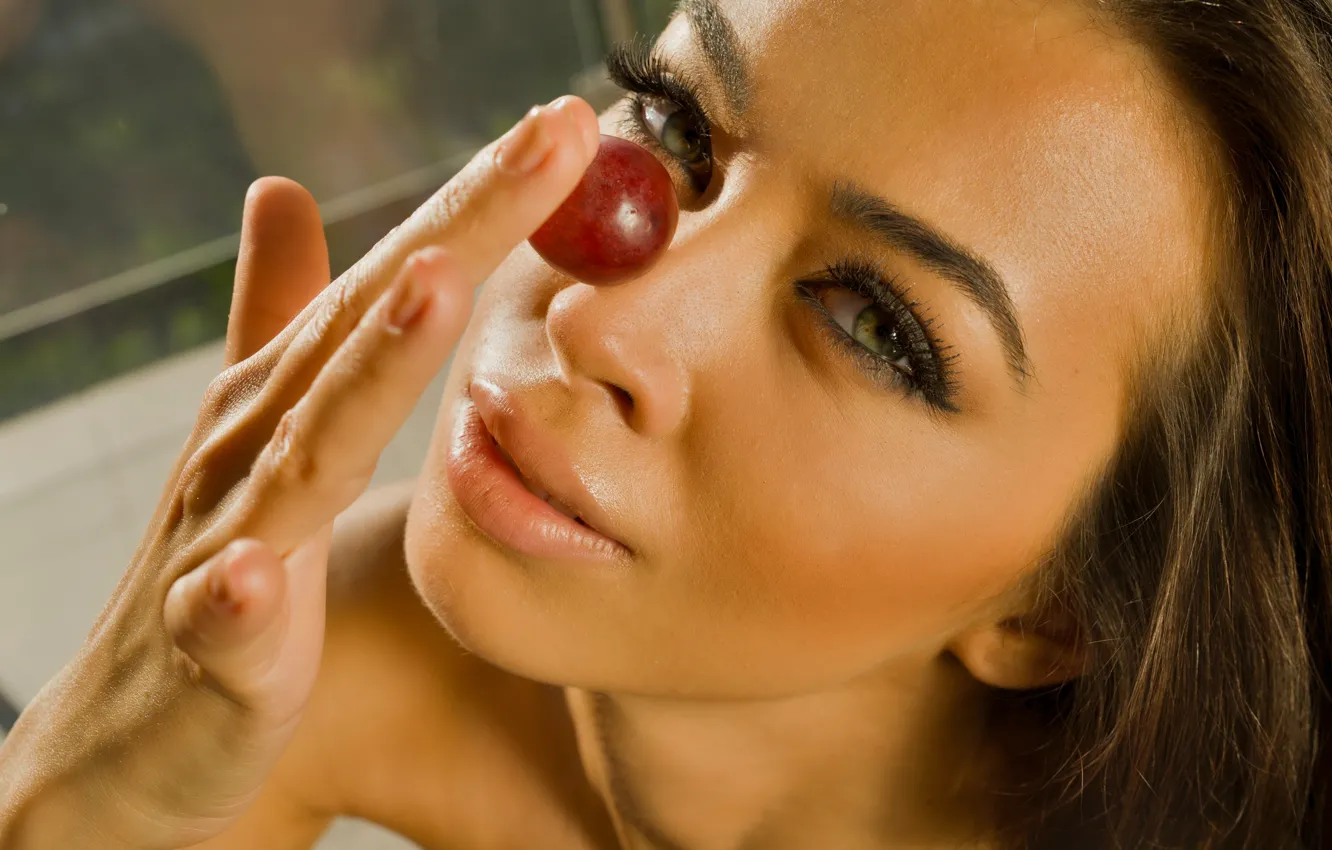 Photo wallpaper Angela, woman, young, model, grape, hair, brunette, look