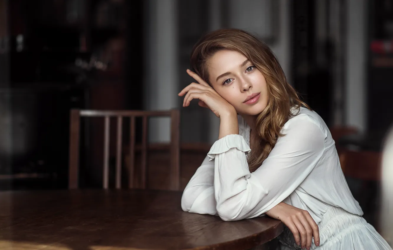 Photo wallpaper look, girl, face, smile, sweetheart, portrait, colors, tilt