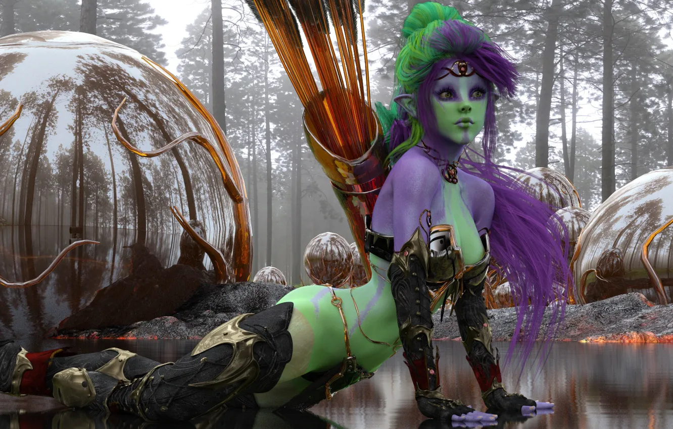 Photo wallpaper forest, girl, fantasy, being