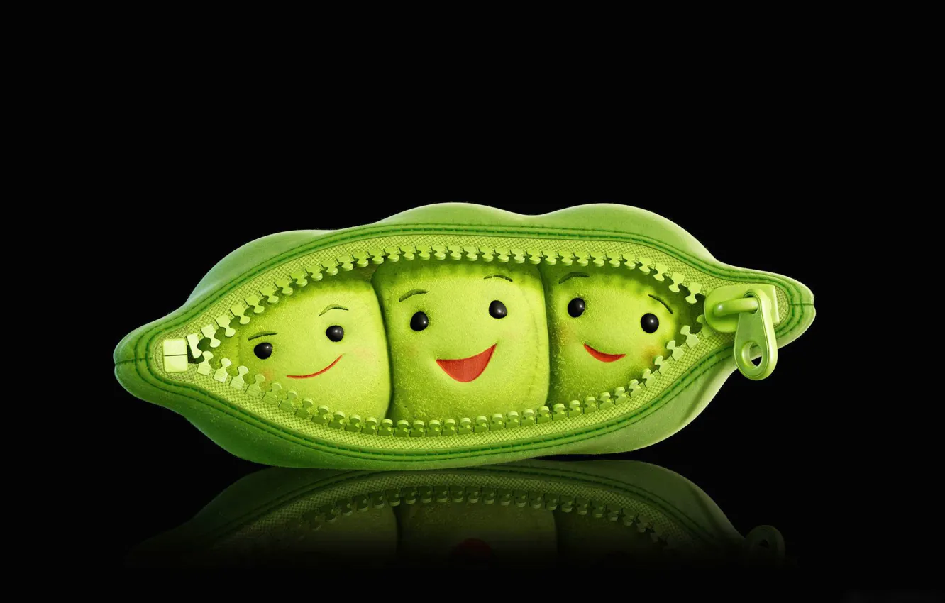 Photo wallpaper smile, background, black, toy, peas, history