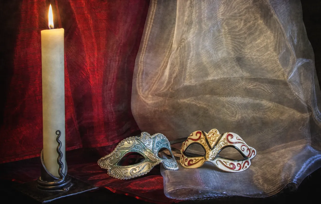 Photo wallpaper candle, blind, mask