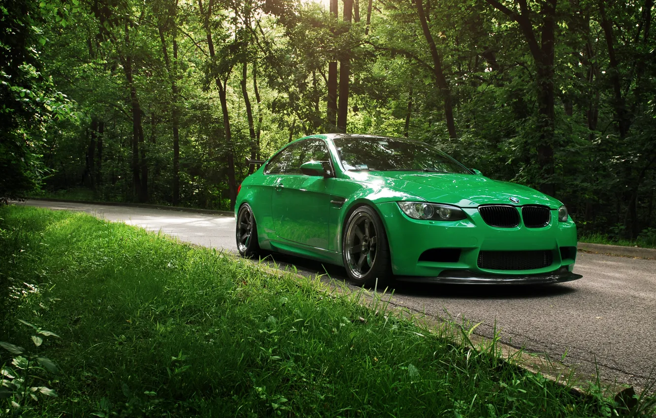 Photo wallpaper road, greens, summer, BMW, Cleaner Green
