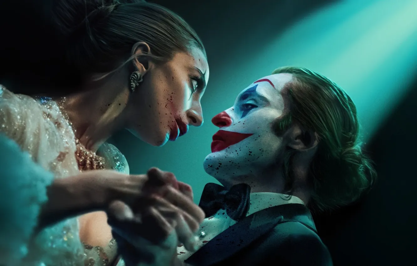 Photo wallpaper girl, clown, pair, two, Lady Gaga, Joker: Madness for Two