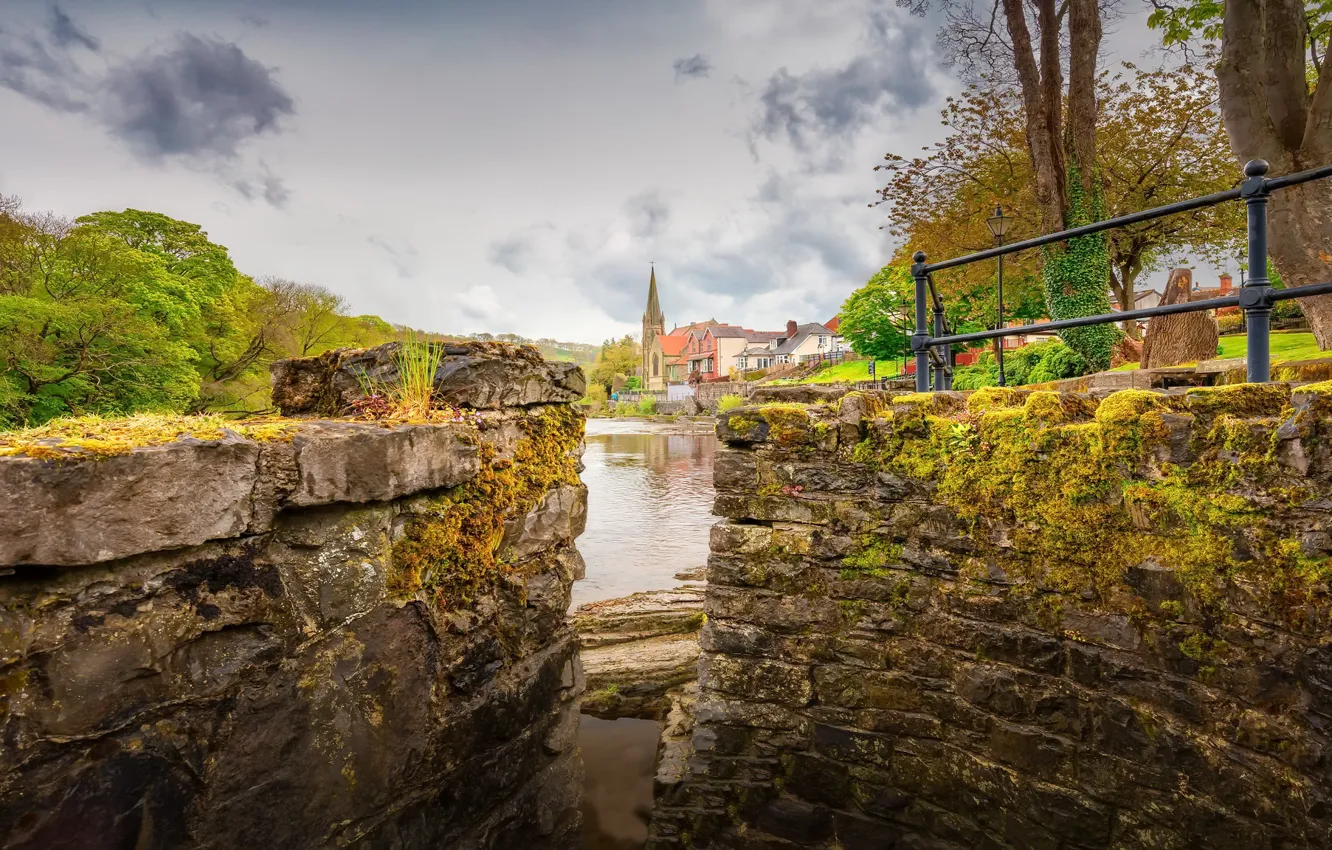 Photo wallpaper park, River View, Llangollen