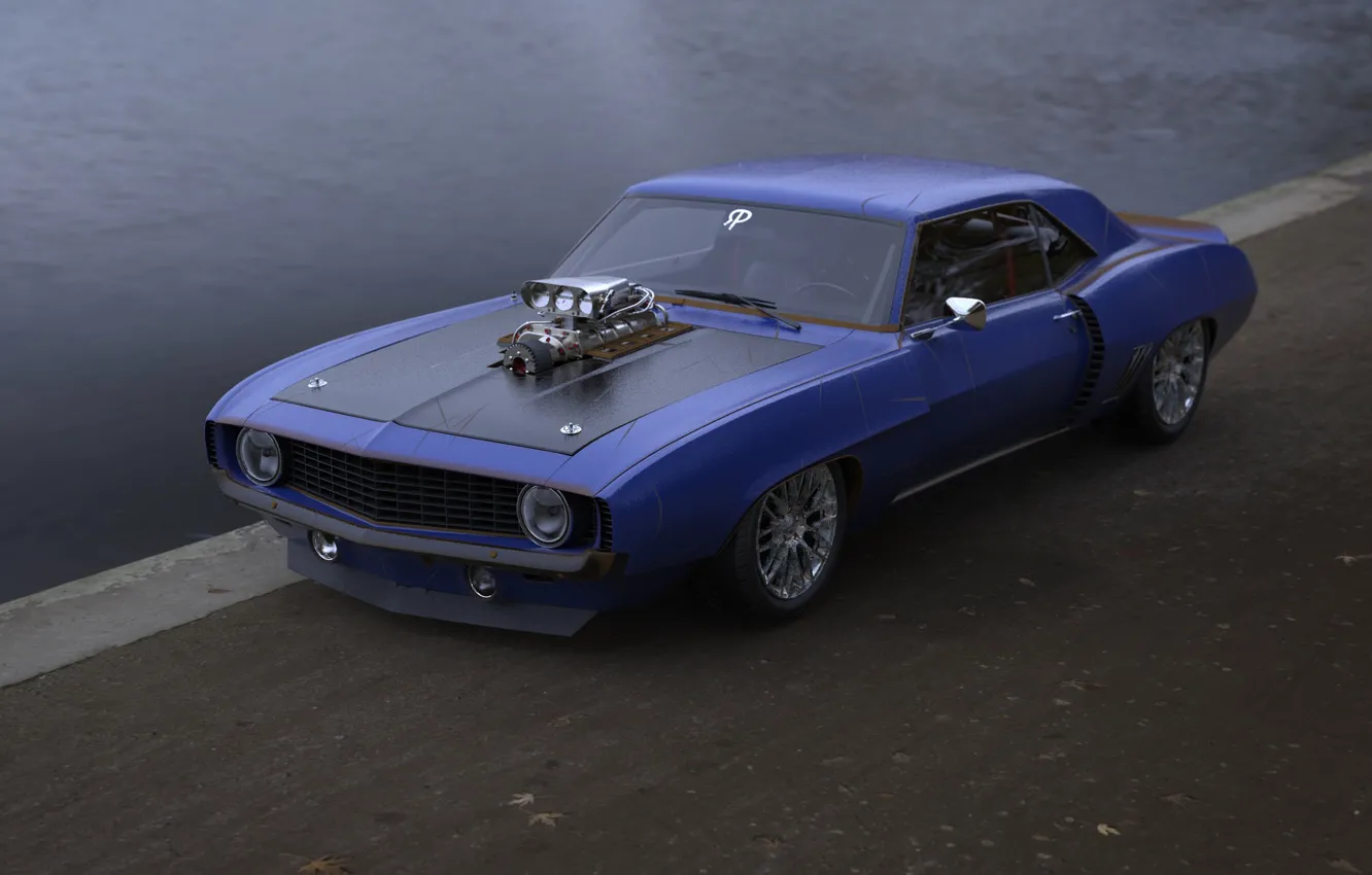 Photo wallpaper machine, auto, rendering, Camaro, camaro ss, Concept Art, muscle, Transport & Vehicles