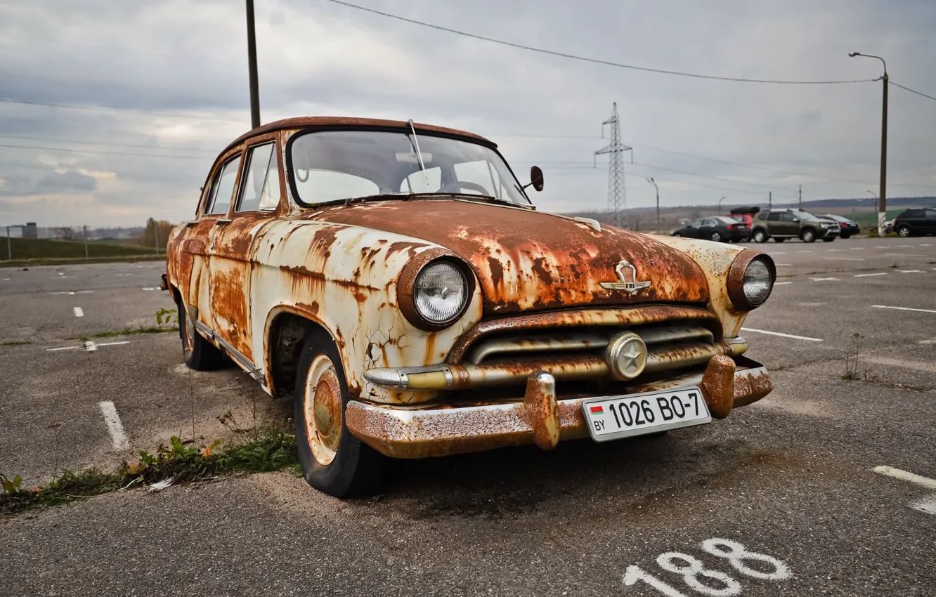 Photo wallpaper USSR, GAZ 21, Rusty Volga 21, rusty car