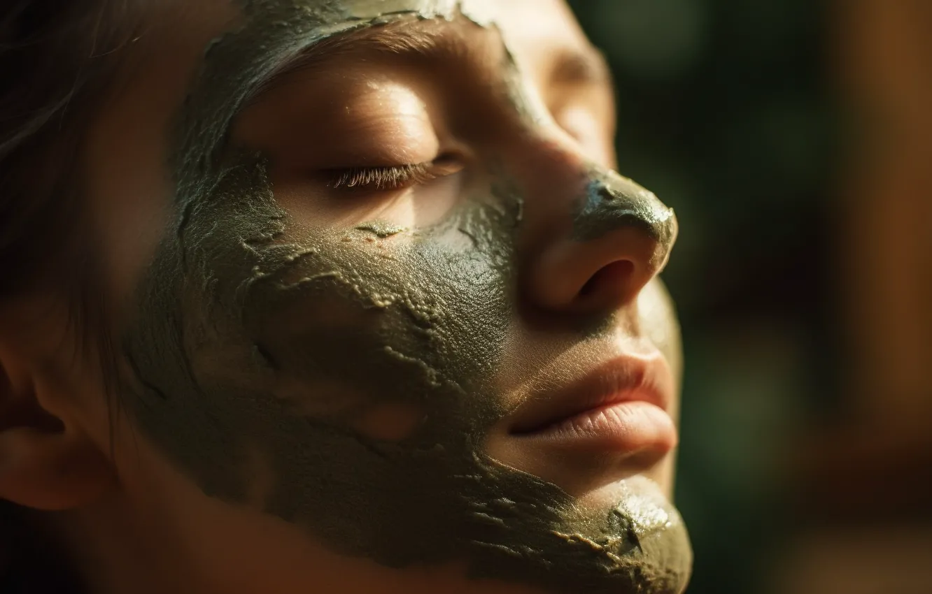 Photo wallpaper young, luxury, smiling, adult, mud, generated, enjoys, therapy