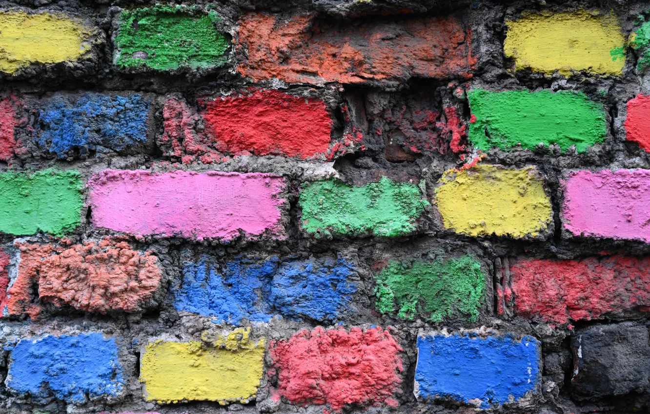 Photo wallpaper wall, color, brick, texture