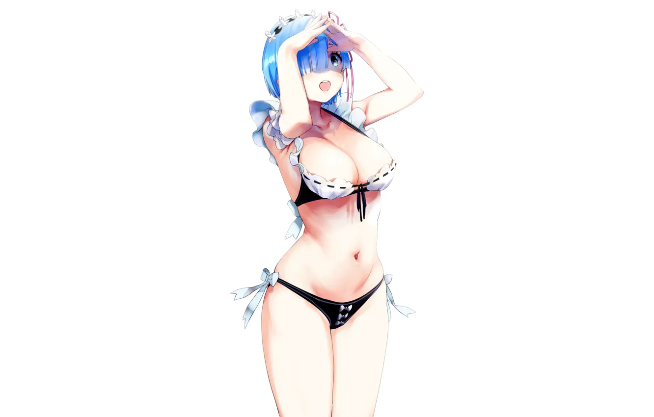 Photo wallpaper girl, sexy, lingerie, bra, cleavage, panties, boobs, anime