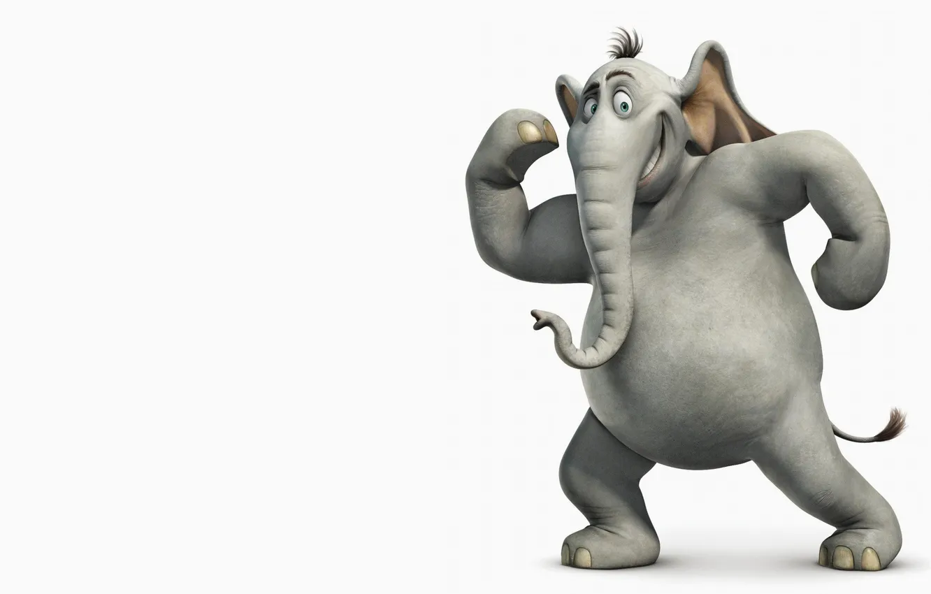 Photo wallpaper grey, elephant, white background, Horton, Horton Hears a Who!