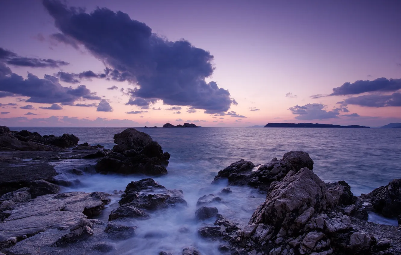 Photo wallpaper sea, sunset, Croatia, Dubrovnik